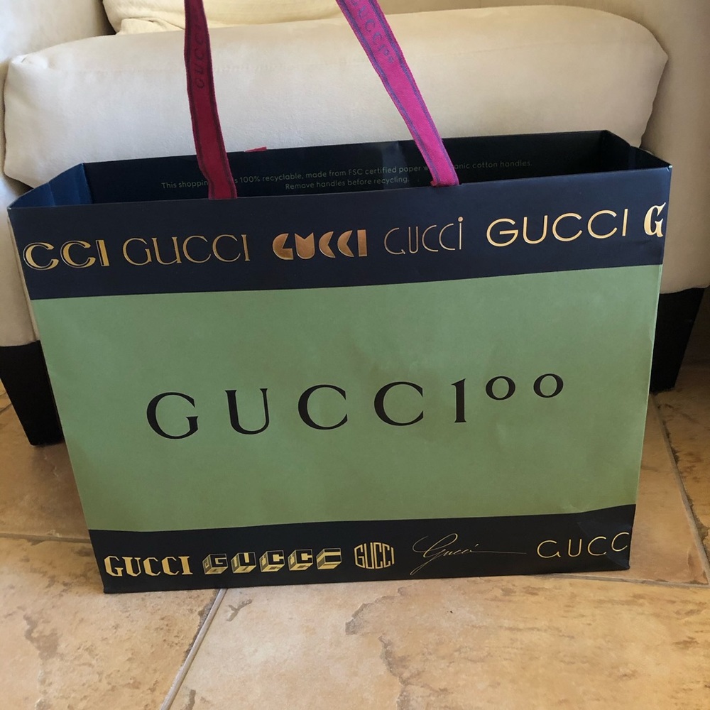 Gucci large paper shopping bag tote